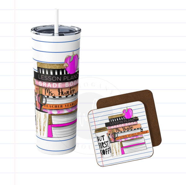 Teacher tumbler & coaster set