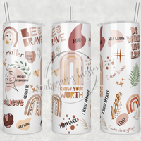 Boho Know Your Worth tumbler