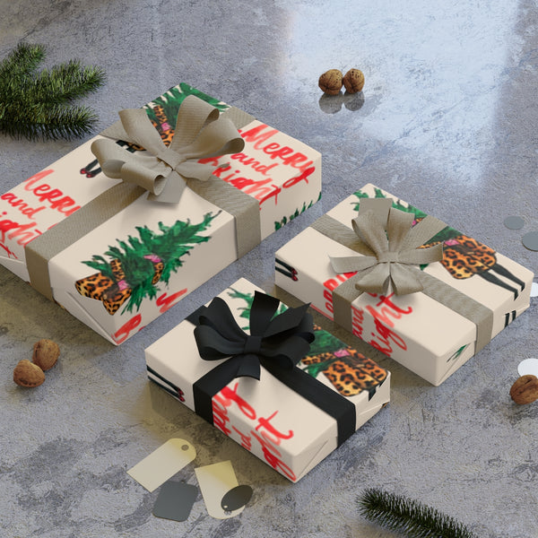 Merry& Bright Gift Wrapping Paper Rolls