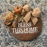 Bless This Home And All Who Enter Fall Door Hanger